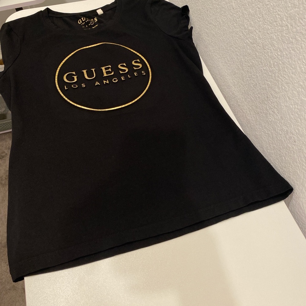 Guess Black Tee with‎ Gold Accents